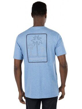 Travis Mathew T Shirt Mens XL Short Sleeve Blue Palm Tree Beach Graphic EUC